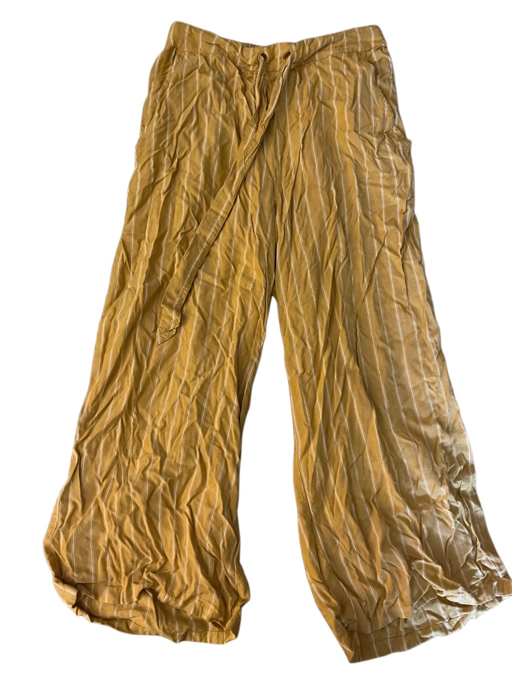 Arizona Jean Company Mustard Yellow Striped Wide-Leg Capris